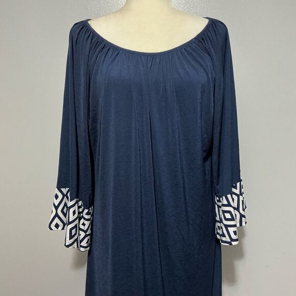 2B Together Women's Plus Flutter Sleeve Tunic Dress Navy Blue Size 1X - Picture 2 of 8